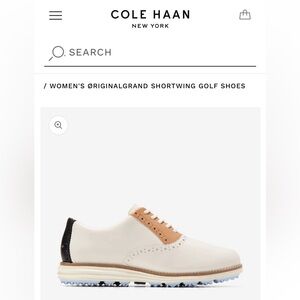 NEW Cole Haan Women's OriginalGrand Shortwing Golf Shoes - Cream, Tan, and Black
